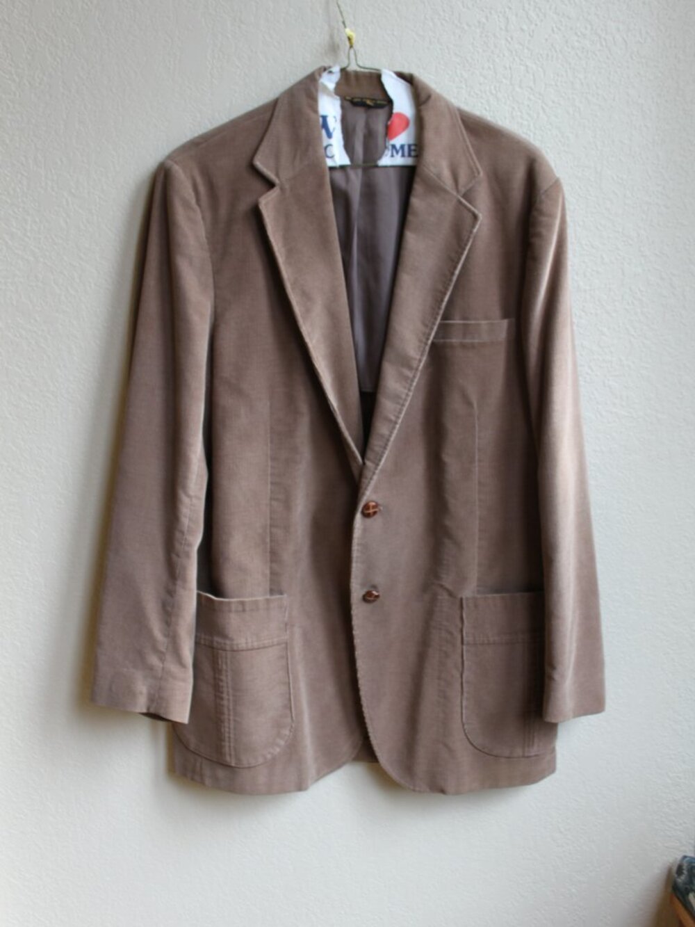 Haggar Vintage Tan Brown Corduroy Blazer Sportcoat Classic Professor Mens 44L